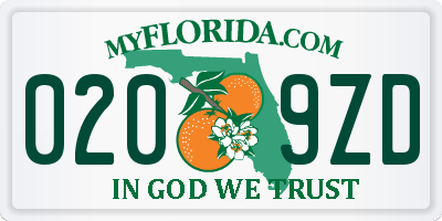 FL license plate 0209ZD