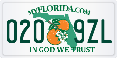 FL license plate 0209ZL