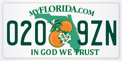 FL license plate 0209ZN
