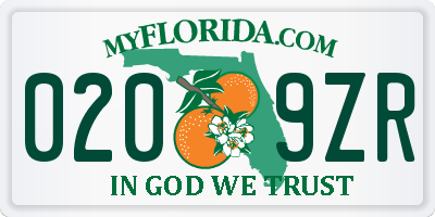 FL license plate 0209ZR