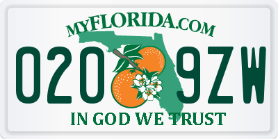FL license plate 0209ZW