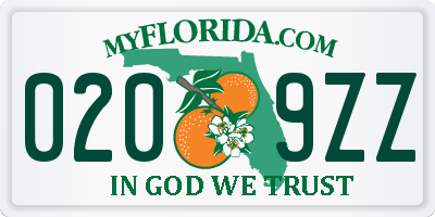 FL license plate 0209ZZ