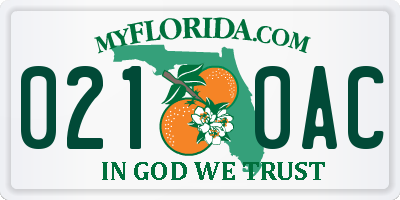 FL license plate 0210AC