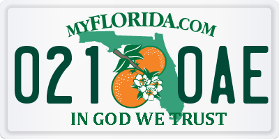 FL license plate 0210AE