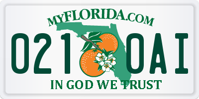 FL license plate 0210AI