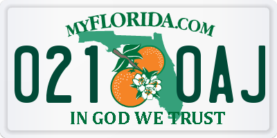 FL license plate 0210AJ