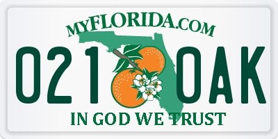 FL license plate 0210AK