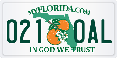 FL license plate 0210AL