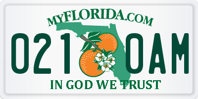 FL license plate 0210AM