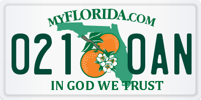 FL license plate 0210AN