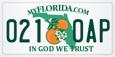 FL license plate 0210AP