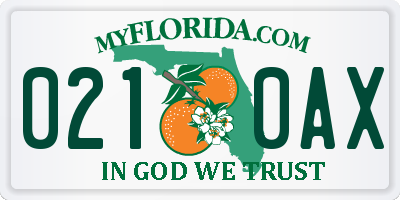 FL license plate 0210AX