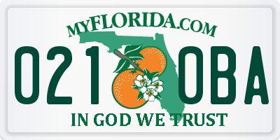 FL license plate 0210BA
