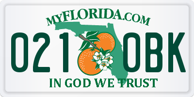 FL license plate 0210BK