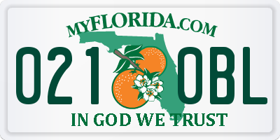 FL license plate 0210BL