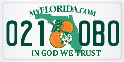 FL license plate 0210BO