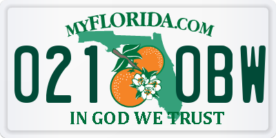 FL license plate 0210BW