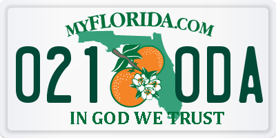 FL license plate 0210DA