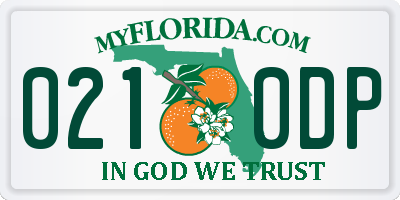 FL license plate 0210DP
