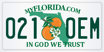 FL license plate 0210EM