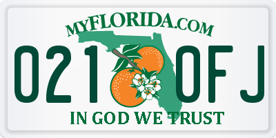 FL license plate 0210FJ