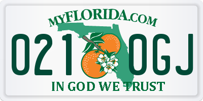 FL license plate 0210GJ