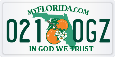 FL license plate 0210GZ