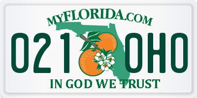 FL license plate 0210HO