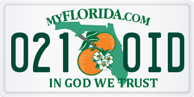 FL license plate 0210ID