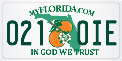 FL license plate 0210IE