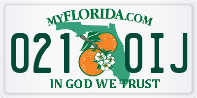 FL license plate 0210IJ