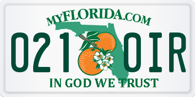FL license plate 0210IR