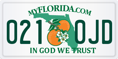 FL license plate 0210JD