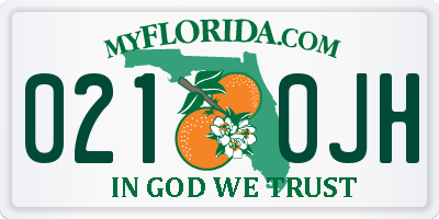 FL license plate 0210JH