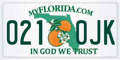 FL license plate 0210JK