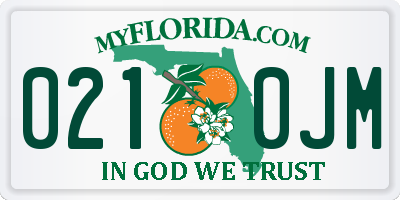 FL license plate 0210JM