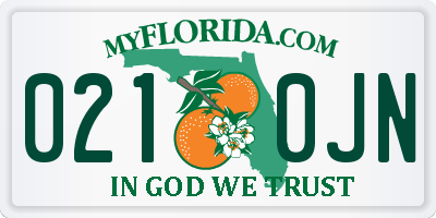 FL license plate 0210JN