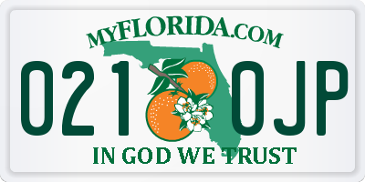 FL license plate 0210JP