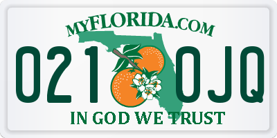 FL license plate 0210JQ