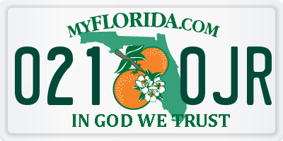 FL license plate 0210JR