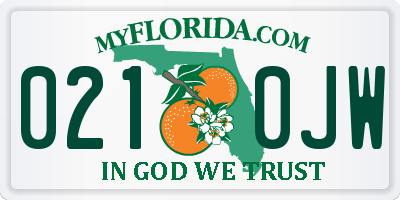 FL license plate 0210JW