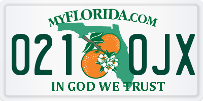 FL license plate 0210JX