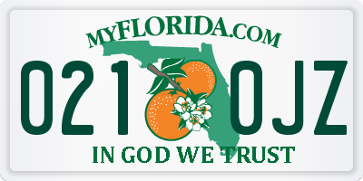 FL license plate 0210JZ