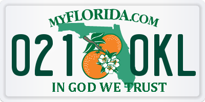 FL license plate 0210KL