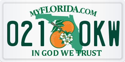 FL license plate 0210KW
