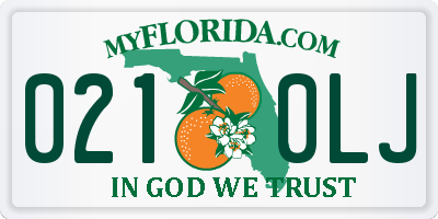 FL license plate 0210LJ