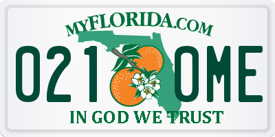 FL license plate 0210ME