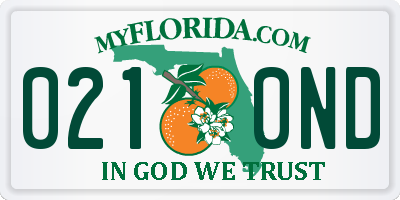 FL license plate 0210ND