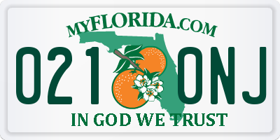 FL license plate 0210NJ