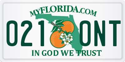 FL license plate 0210NT